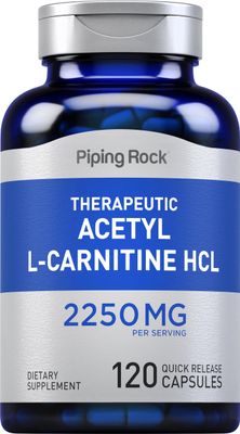 Piping Rock Acetyl L-Carnitine HCL 2250mg 120 Capsules Therapeutic Supplement Non-GMO, Gluten Free