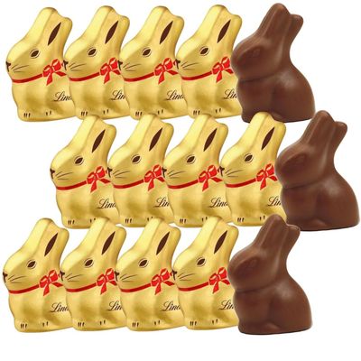 Mini Chocolate Bunnies, 15 Pieces of LindtEaster Chocolate, Delicious LindtGold Bunny for Kids and Adults, Perfect Easter Bunny Gift for Family, Friends, and Loved Ones