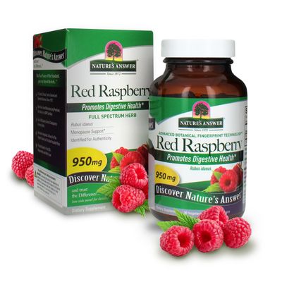 Natures Answer Red Raspberry Leaf Dietary Supplement Promotes Digestive Health Non-GMO, Vegan Kosher Certified Vegetarian Capsules 90ct
