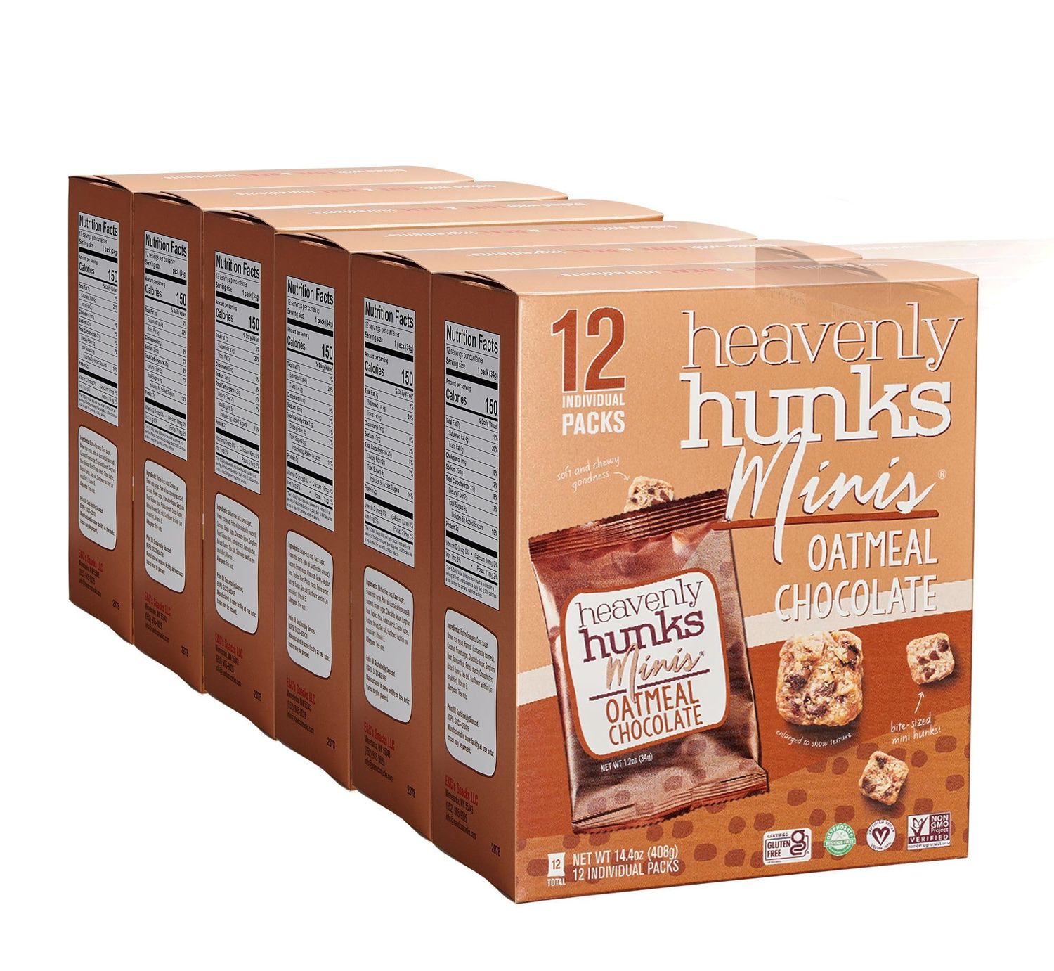 Heavenly Hunks Oatmeal Chocolate 12ct 1.2oz Mini s 6 Pack