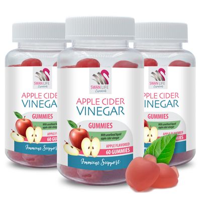 digestive support - APPLE CIDER VINEGAR GUMMIES - Support Healthy Metabolism, energy booster, powerful antioxidant gummies, apple cider vinegar gummies with the mother, 3 Bot, 180 Gummies