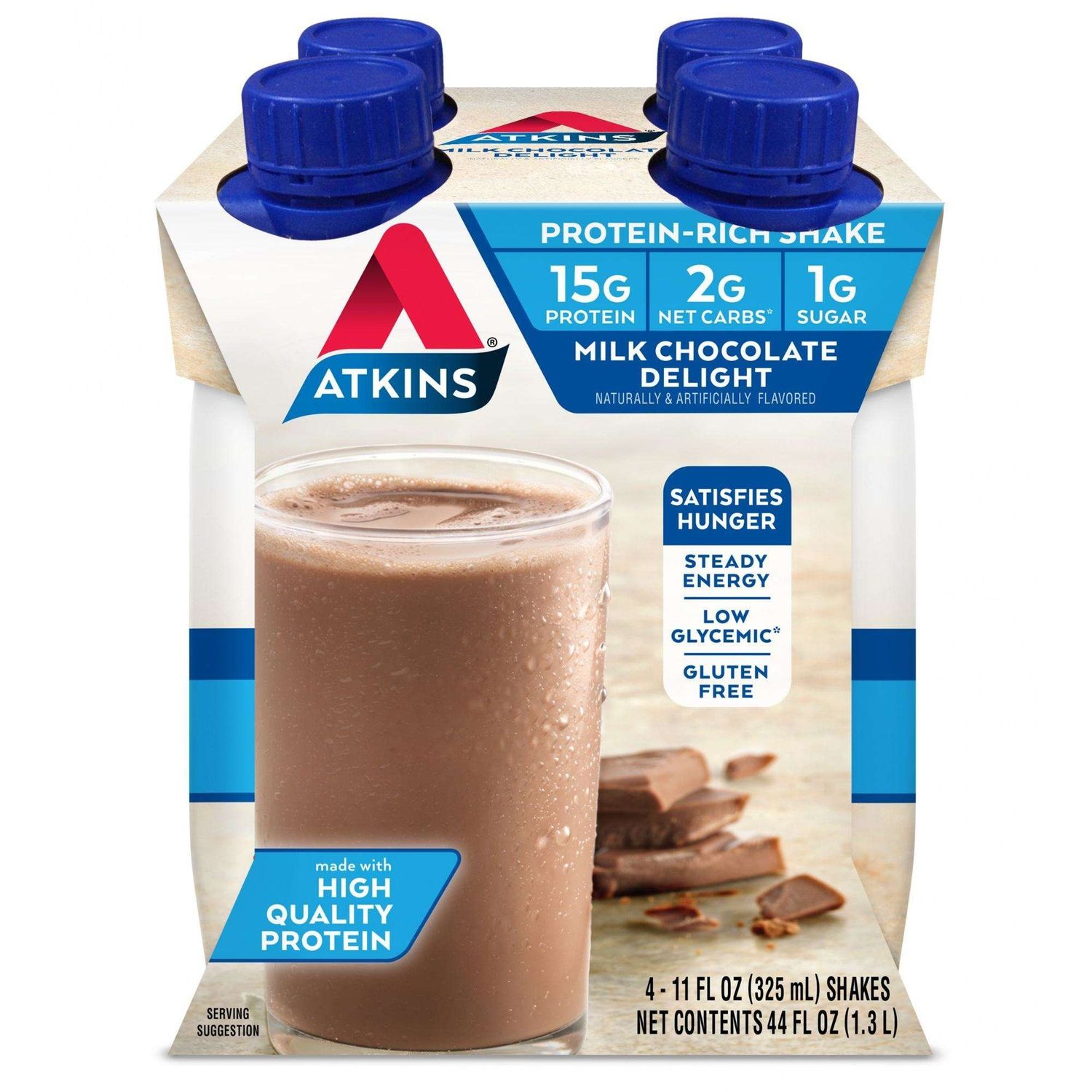 ATKINS Advantage Milk Chocolate Delight Shake 11 OZ 325 ml Pack of 12