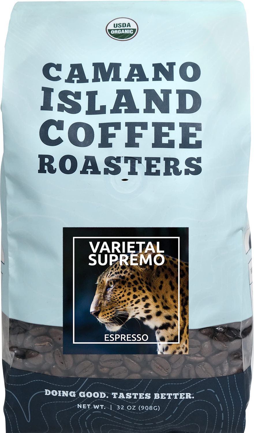 Camano Island Coffee Roasters Varietal Supremo Espresso Blend, Ground 2lb, Fresh Dark Roast, USDA Organic, Fairly Traded, Shade Grown Arabica, Chocolate, Caramel, Hint of Spice Flavor Profile