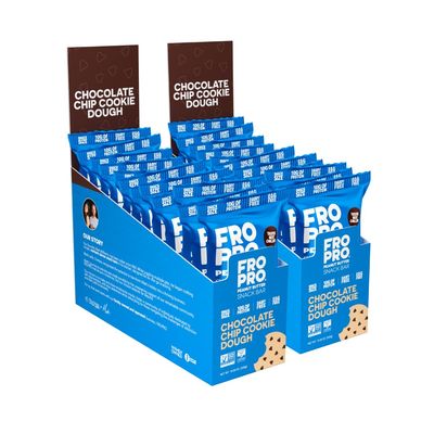 FROPRO Plant Protein Snack Bars - Plant Based Protein Bars, All-Natural, Gluten, Dairy, &amp; Soy Free, High Protein Bars with Low Calories  Chocolate Chip, 24 Pack