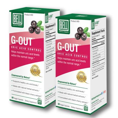 Bell G-Out Uric Acid Cleanse -2 Pack Combo A Unique Blend of Herbal Extracts That Supports Uric Acid Levels Within Normal Range 120 Capsules