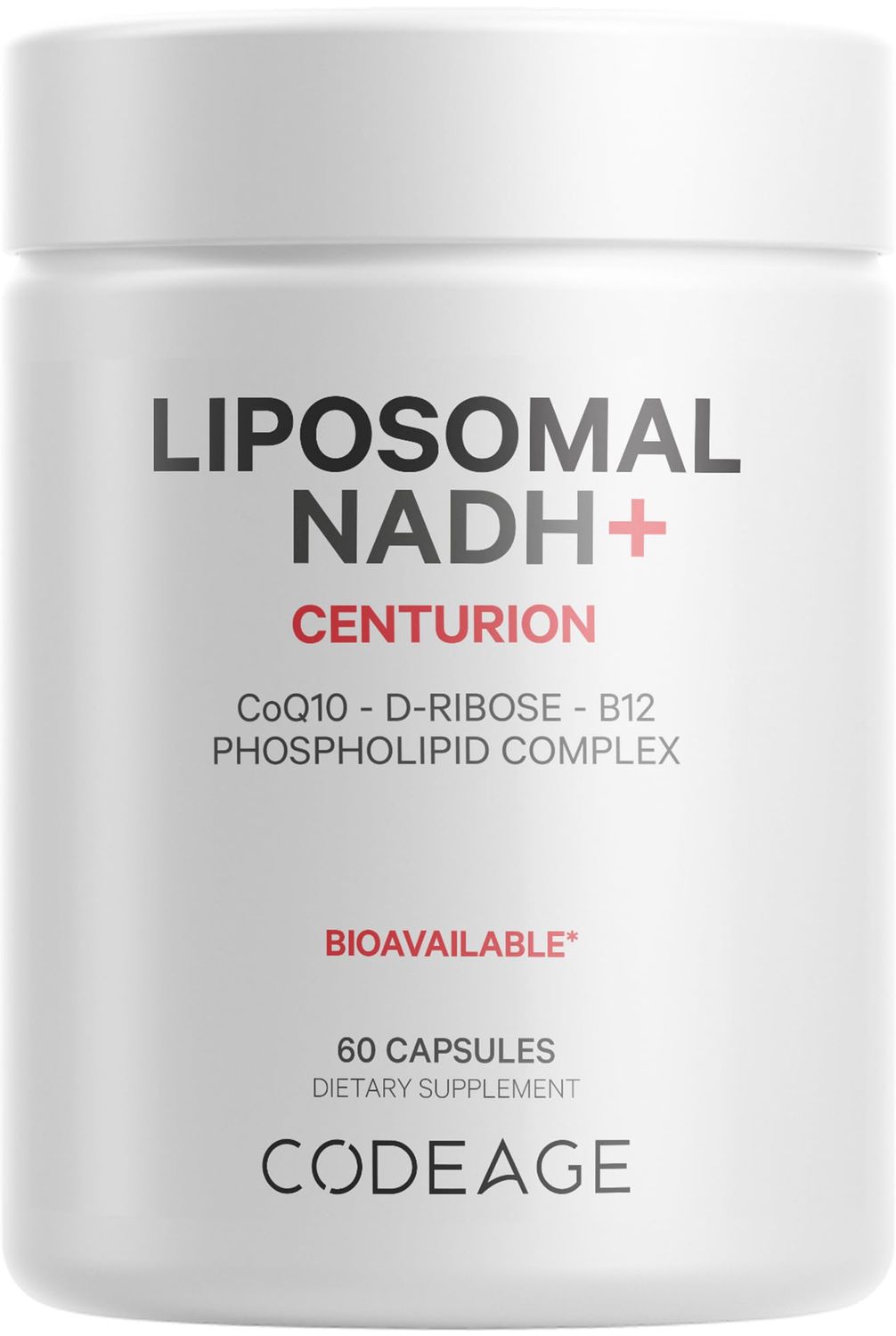 Codeage Liposomal NADH Supplement - NADH, Vitamin B12, D-Ribose as Bioenergy Ribose, CoQ10-2-Month Supply - Liposomal Delivery - -Nicotinamide Adenine Dinucleotide Pills - Non-GMO - 60 Capsules