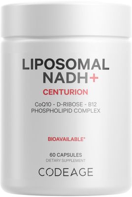 Codeage Liposomal NADH Supplement - NADH, Vitamin B12, D-Ribose as Bioenergy Ribose, CoQ10-2-Month Supply - Liposomal Delivery - -Nicotinamide Adenine Dinucleotide Pills - Non-GMO - 60 Capsules
