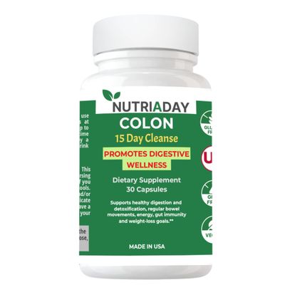 NUTRIADAY Colon 15 Day Cleanse - Advanced Colon Cleanse for Women Men with Cascara Sagrada, Psyllium Husk, Senna Leaf Probiotics - Detox Bloating Constipation Relief - Non-GMO, 30 Veg Capsules