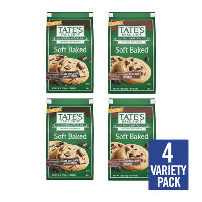Tates Bake Shop Soft Baked Cookies Variety Pack, Dark Chocolate Chunk and Chocolate Chip, 4-8 oz Bags