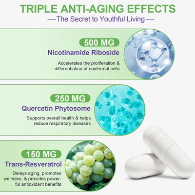 FANGCUN NAD Nicotinamide Riboside Resveratrol 900mg, NAD Supplement Support Cellular Health, Anti-Aging, Energy, Focus - 80 Capsules