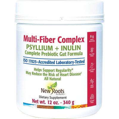 New Roots Prebiotic Fiber Powder with Psyllium Husk and Inulin from Chicory Root Multi-Fiber Prebiotic Supplement Supports Gut and Digestive Health, Unflavored 12 oz 340 g