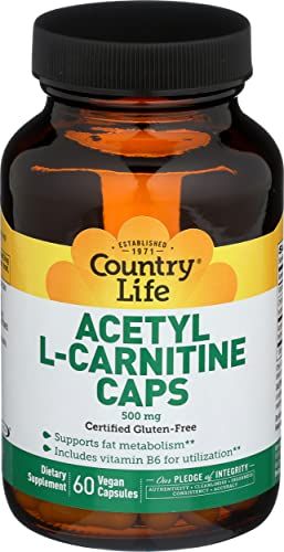 Country Life Acetyl L-Carnitine Vegi Capsules 500mg, 60 Capsules
