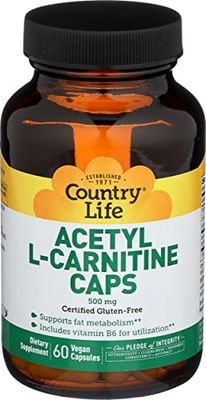 Country Life Acetyl L-Carnitine Vegi Capsules 500mg, 60 Capsules