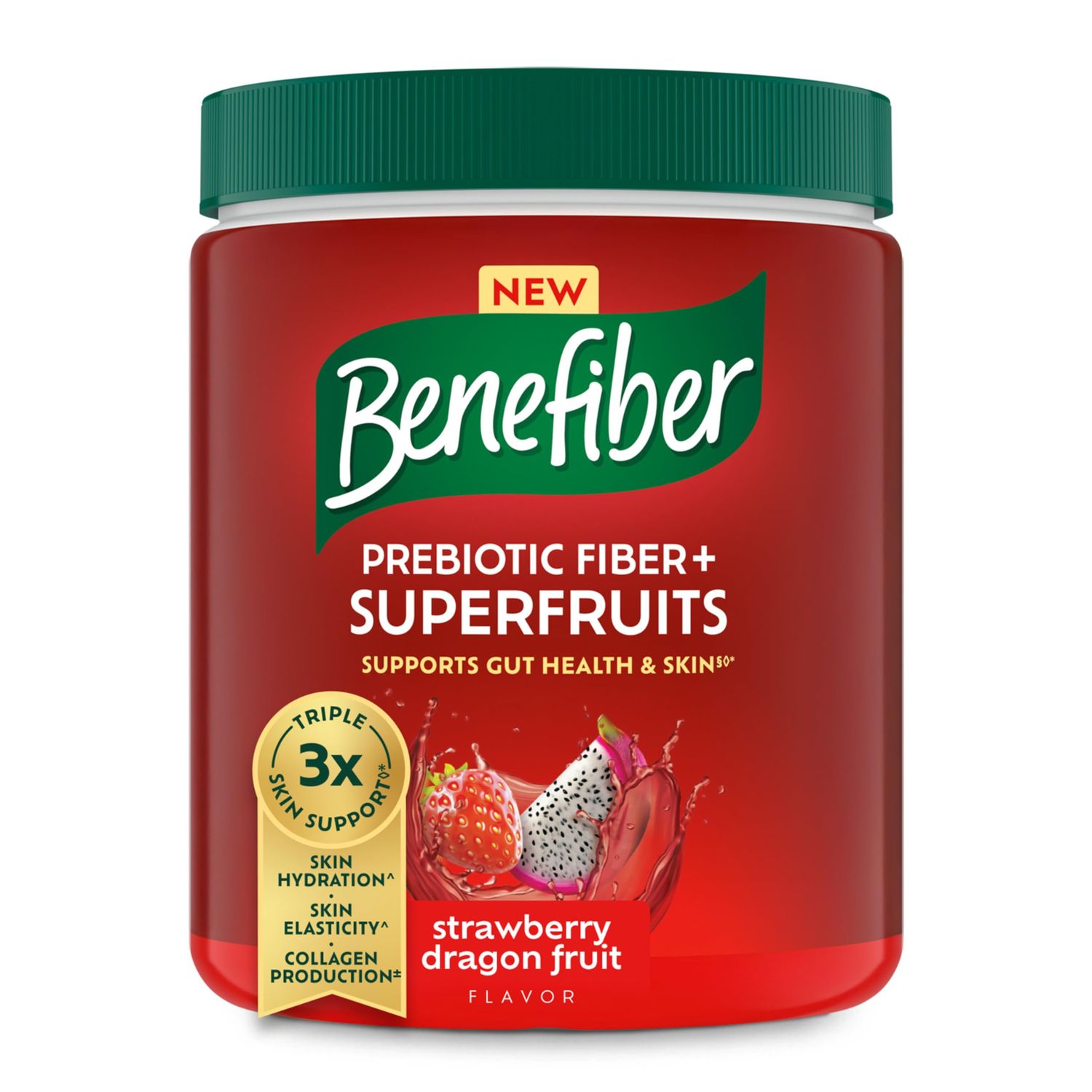 Benefiber Prebiotic Fiber Superfruits Dietary Supplement, Strawberry Dragon Fruit Flavor, 8.8 oz 250g, 25 Day Supply
