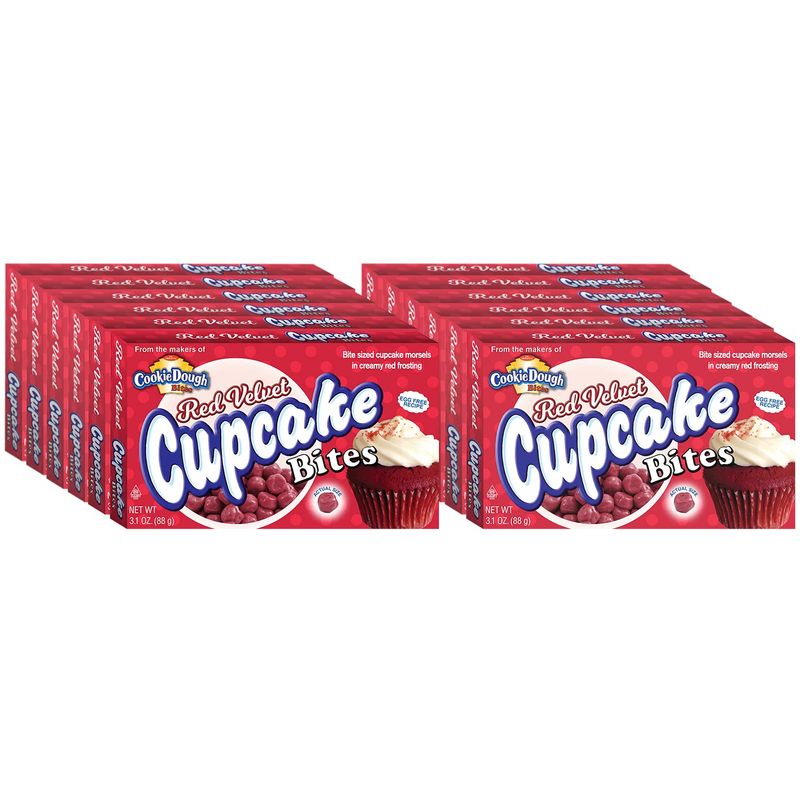 Cookie Dough Bites - Red Velvet Cupcake Bites - Chocolate-Covered Edible Cookie Dough Bites - Egg-Free Edible Cookie Dough Candy - 12 Count 3.1 oz each