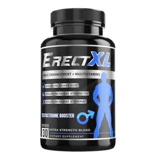 ErectXL Male Enhancement MULTIVITAMIN - Increase Erection Size, Strength, Stamina Nitric Oxide Testosterone Booster wHorny Goat Weed Maca Root 19 Ingredients