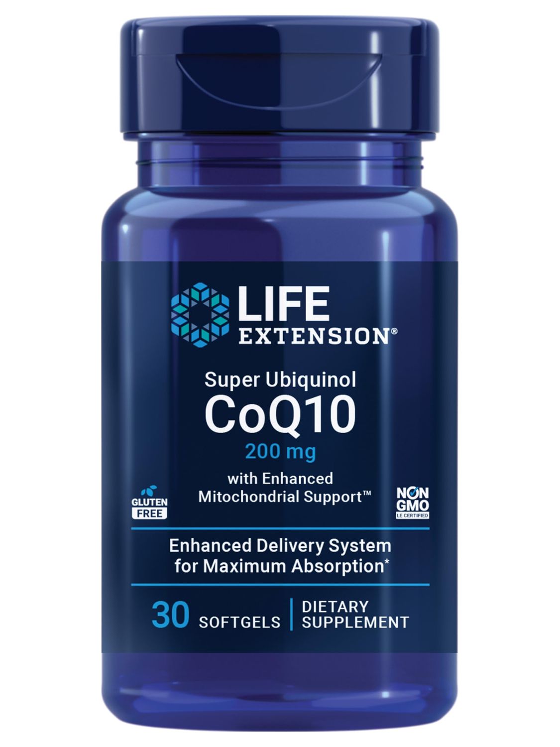 Life Extension Super Ubiquinol CoQ10 with Enhanced Mitochondrial Support - 200 mg, Shilajit - Promotes Heart Health, Cell Energy, Oxidative Stress - Gluten-Free, Non-GMO - 30 Softgels