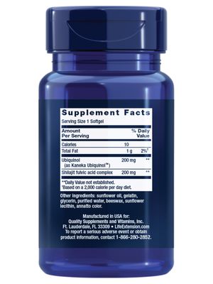Life Extension Super Ubiquinol CoQ10 with Enhanced Mitochondrial Support - 200 mg, Shilajit - Promotes Heart Health, Cell Energy, Oxidative Stress - Gluten-Free, Non-GMO - 30 Softgels