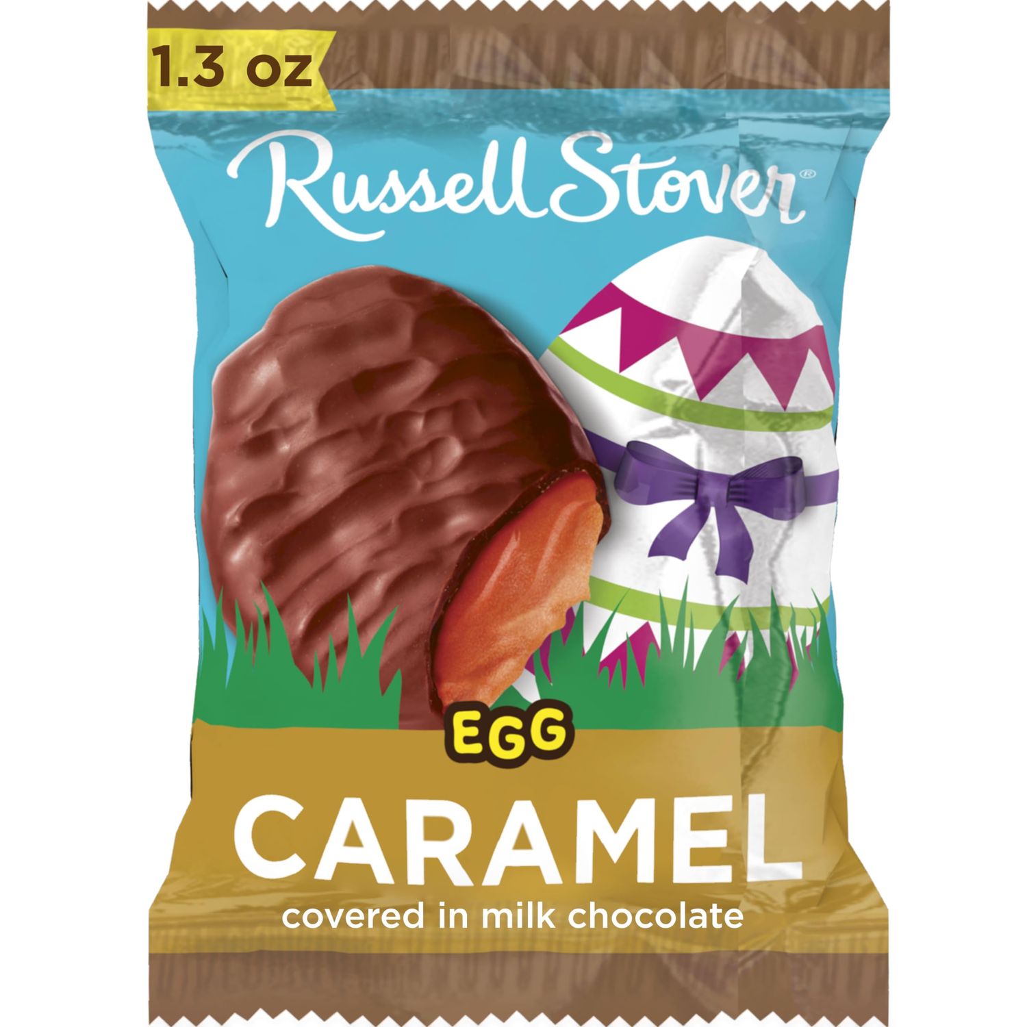 Russell Stover Easter Caramel Milk Chocolate Easter Egg, 1.3 oz each Pack of 18