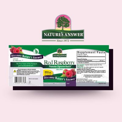 Natures Answer Red Raspberry Leaf Dietary Supplement Promotes Digestive Health Non-GMO, Vegan Kosher Certified Vegetarian Capsules 90ct