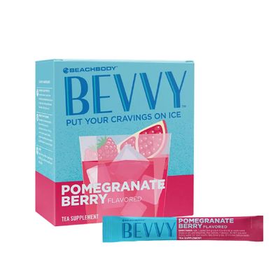 BODi Bevvy Pomegranate Berry Iced Tea Supplement with Fiber, Low-Caffeine Cravings Control, No Artificial Preservatives, Plant-Based, Gluten-Free, Dairy Soy-Free - 40 Servings