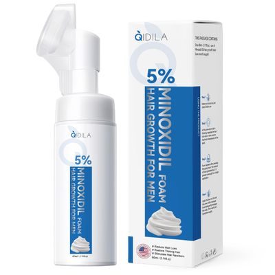 QIDILA 5 Minoxidil Foam for Men Hair and Beard Regrowth, Dermatologist-Recommended Lightweight Topical Solution, Thicker Fuller Hair Growth Treatment 60ml2.11fl.oz
