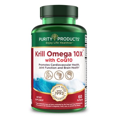 Krill Omega 10X more EPA DHA with CoQ10 Super Formula from Purity Products. 60 SOFT GELS