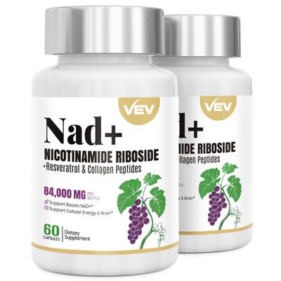 VEV NAD Supplement with Resveratrol Collagen - Supports Cellular Energy Healthy Aging, Liposomal NAD Capsules for Enhanced Absorption - 120 Capsules