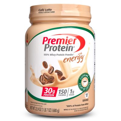 Premier Protein Powder, Cafe Latte, 30g Protein, 1g Sugar, 100 Whey Protein, Keto Friendly, No Soy Ingredients, Gluten Free, 17 Servings, 23.9 Ounce Pack of 1