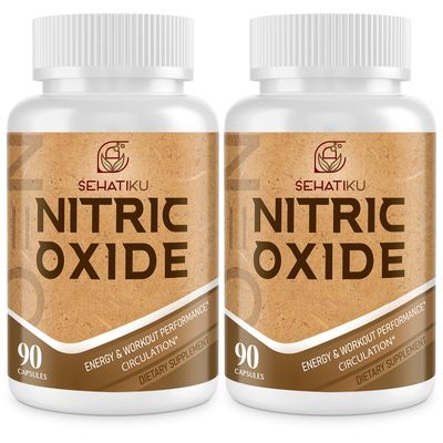 SehatiKu Nitric Oxide Supplement, Nitric Oxide Booster 6-in-1 Phytonutrient Blend for Heart, Circulation, Immune - 90 Capsules 2 Bottle