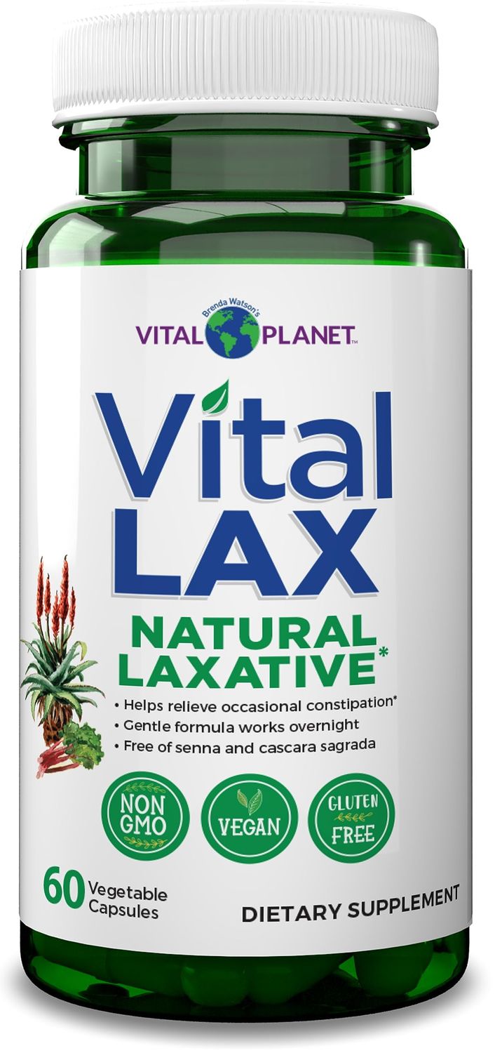 Vital Planet - Vital Lax Natural Laxative Cleanse Supplement for Occasional Constipation, with Magnesium Hydroxide, Slippery Elm, Aloe, and Triphala to Support Bowel Regularity 60 Capsules