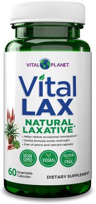 Vital Planet - Vital Lax Natural Laxative Cleanse Supplement for Occasional Constipation, with Magnesium Hydroxide, Slippery Elm, Aloe, and Triphala to Support Bowel Regularity 60 Capsules