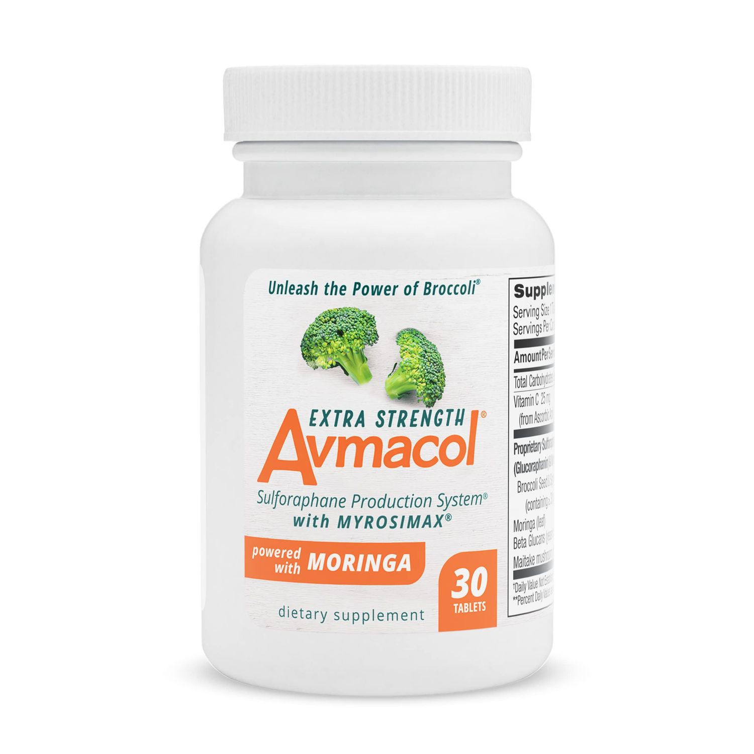 Nutramax Laboratories Avmacol Extra Strength 1 Researched Sulforaphane-Producing Brand for Detoxification, Antioxidant Support, Immune Health, Adults Children, Moringa, 30 Tablets