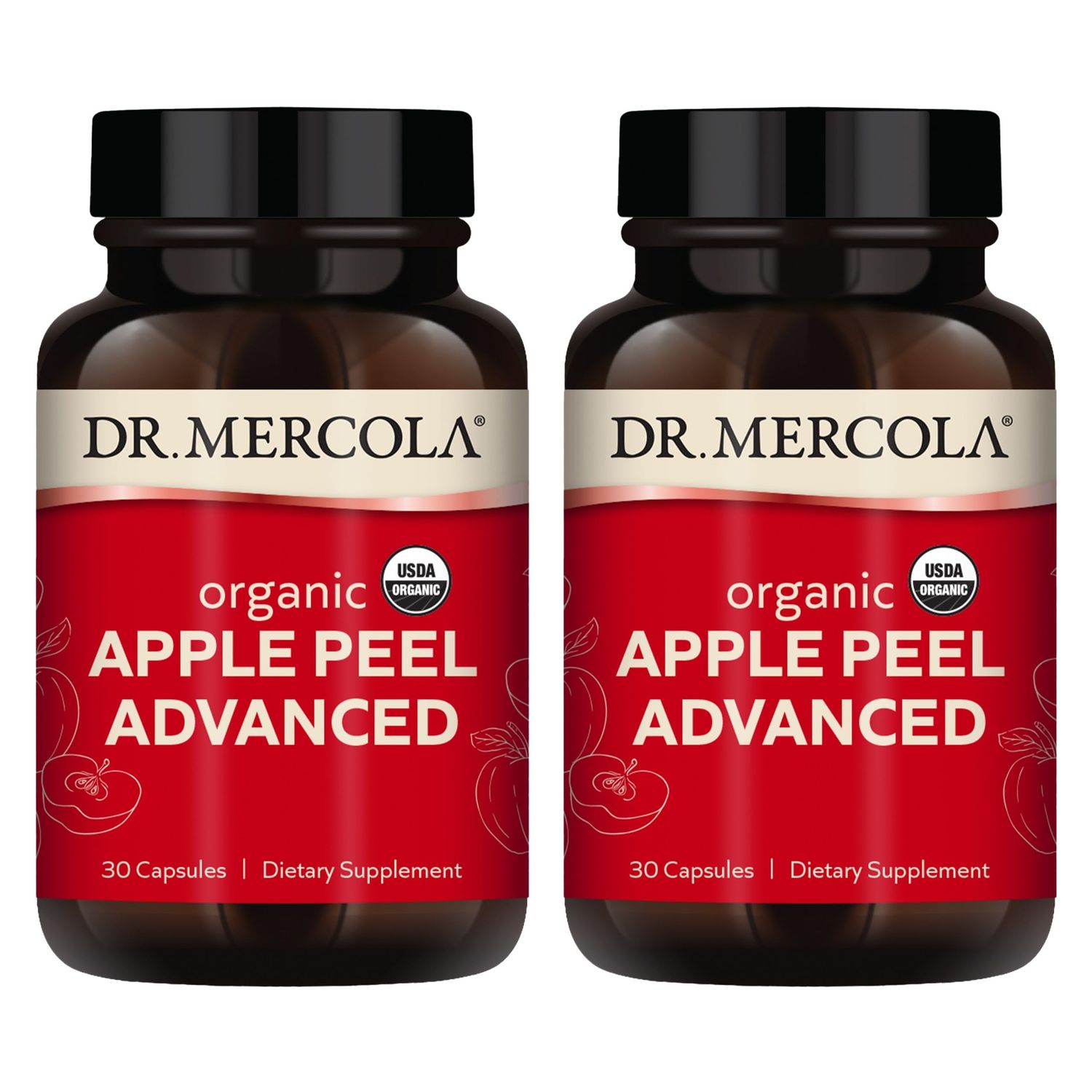 Dr. Mercola Organic Apple Peel Advanced, 30 Servings 30 Capsules, Dietary Supplement, Supports Healthy Blood Flow, Non-GMO, Certified USDA Organic - 2 Pack