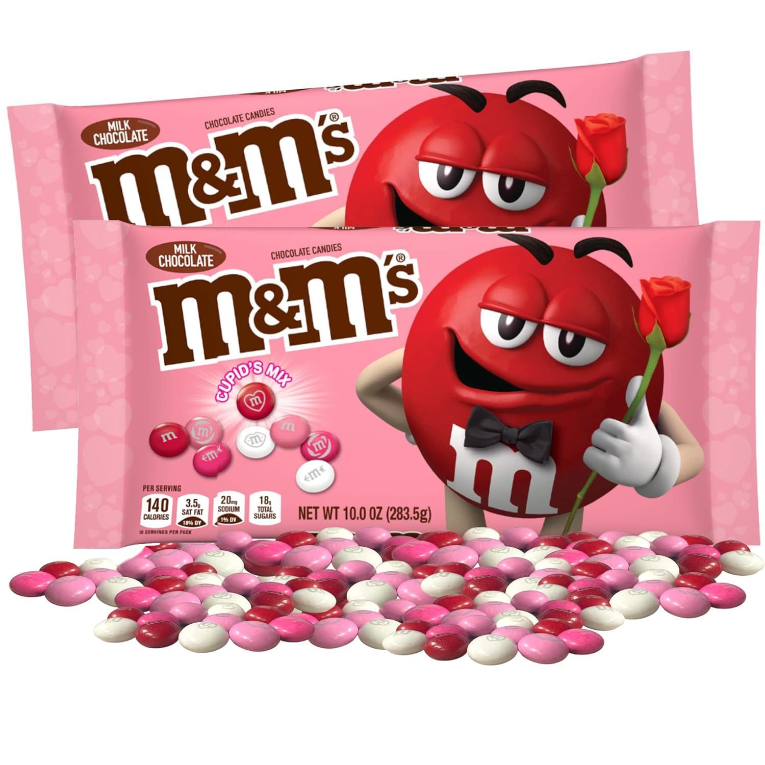 Needzo Milk Chocolate Valentines Themed Treats, Cupids Mix Shareable Sized Bags for Holiday Candy Bowls, Gifting to Loved Ones, More, 2 Pack, 10 Ounces