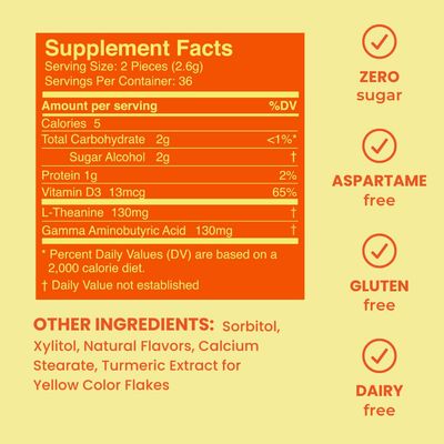 NeuroGum Calm Clarity Mints 72 Pieces - Sugar Free with L-theanine GABA Vitamin D3 - Nootropic Brain Supplements for Memory - Enhances Calm, Stress Relief for Men Women - Honey Lemon