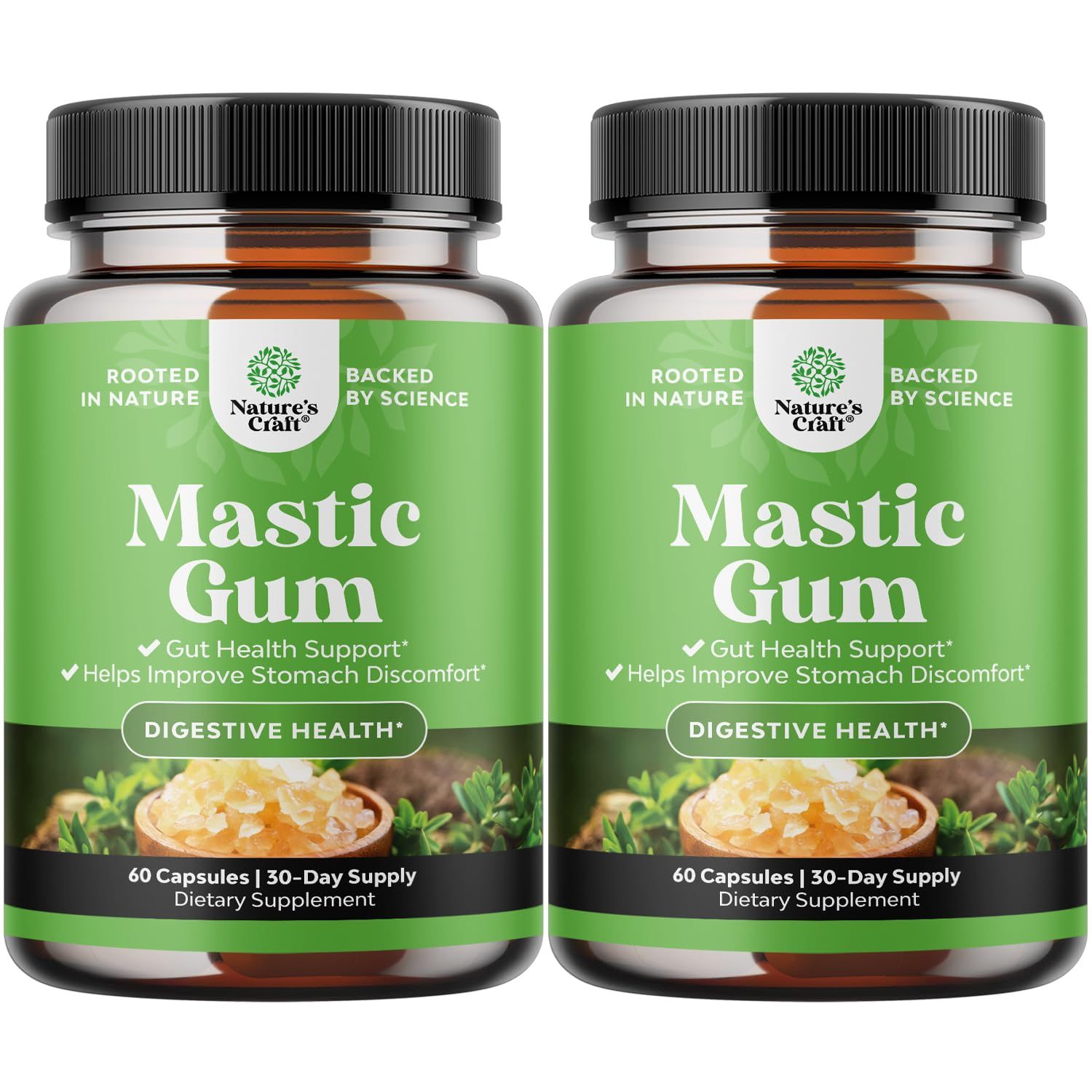 High Strength Mastic Gum Capsules - Herbal Digestion Supplement Providing Upset Stomach Relief for Adults - Vegan Non-GMO Gluten Free Made in US GMP Facility - Gentle Soothing 60 Servings