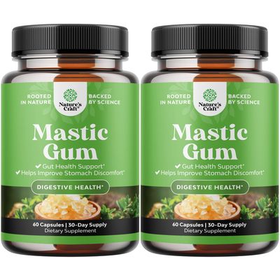 High Strength Mastic Gum Capsules - Herbal Digestion Supplement Providing Upset Stomach Relief for Adults - Vegan Non-GMO Gluten Free Made in US GMP Facility - Gentle Soothing 60 Servings