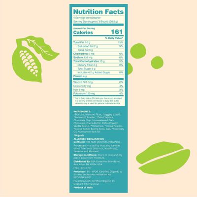 The Greater Goods Snacking Co. Double Dark Chocolate Pistachio Biscotti - Organic, Vegan, Grain Free, Gluten Free, and Paleo Friendly - Delicious Small Batch Almond Flour Baked Snacks - 3-Pack