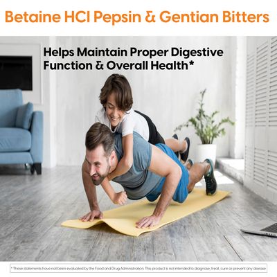 Doctors Best Betaine HCI Pepsin Gentian Bitters, Digestive Enzymes for Protein Breakdown Absorption, Non-GMO, Gluten Free, 120 Caps, Original Version
