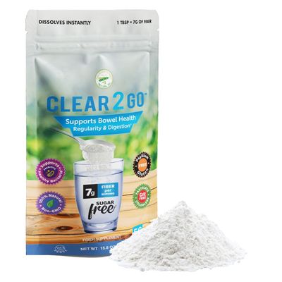 Nutritional Designs Clear 2 Go Prebiotic Inulin Fiber Supplement - All Natural Sugar Gluten Free Dietary Fiber - Bowel Regularity Digestive Health for Men Women Easy Powder