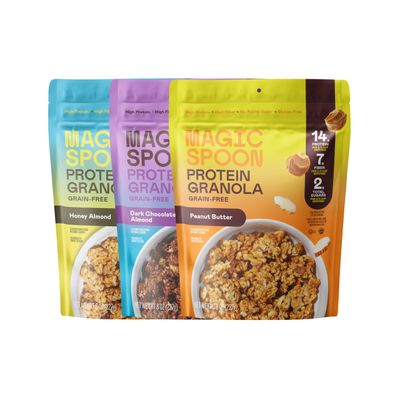 Magic Spoon Protein Granola - High Protein Granola, Keto Friendly, Low Sugar, Grain Free, Healthy Breakfast or Quick Snack 1 bag of each: Honey Almond, Dark Chocolate Almond, Peanut Butter