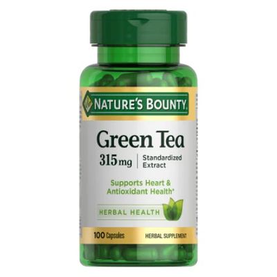 Natures Bounty Green Tea Pills and Herbal Health Supplement, Supports Heart and Antioxidant Health, 315mg, 100 Capsules