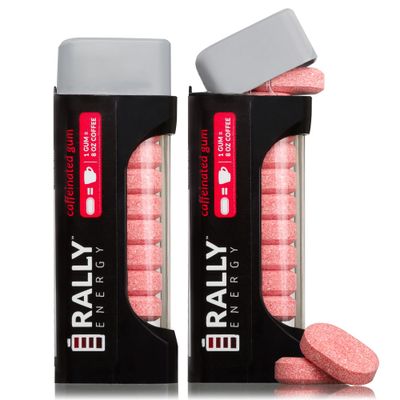 Rally Energy Caffeine Gum, Sugarless Gum with 60 mg of Caffeine for Fast-Acting Energy, Stay Alert, Long-Lasting, Natural Cinnamon Flavor 2 Pack, 22 Pieces