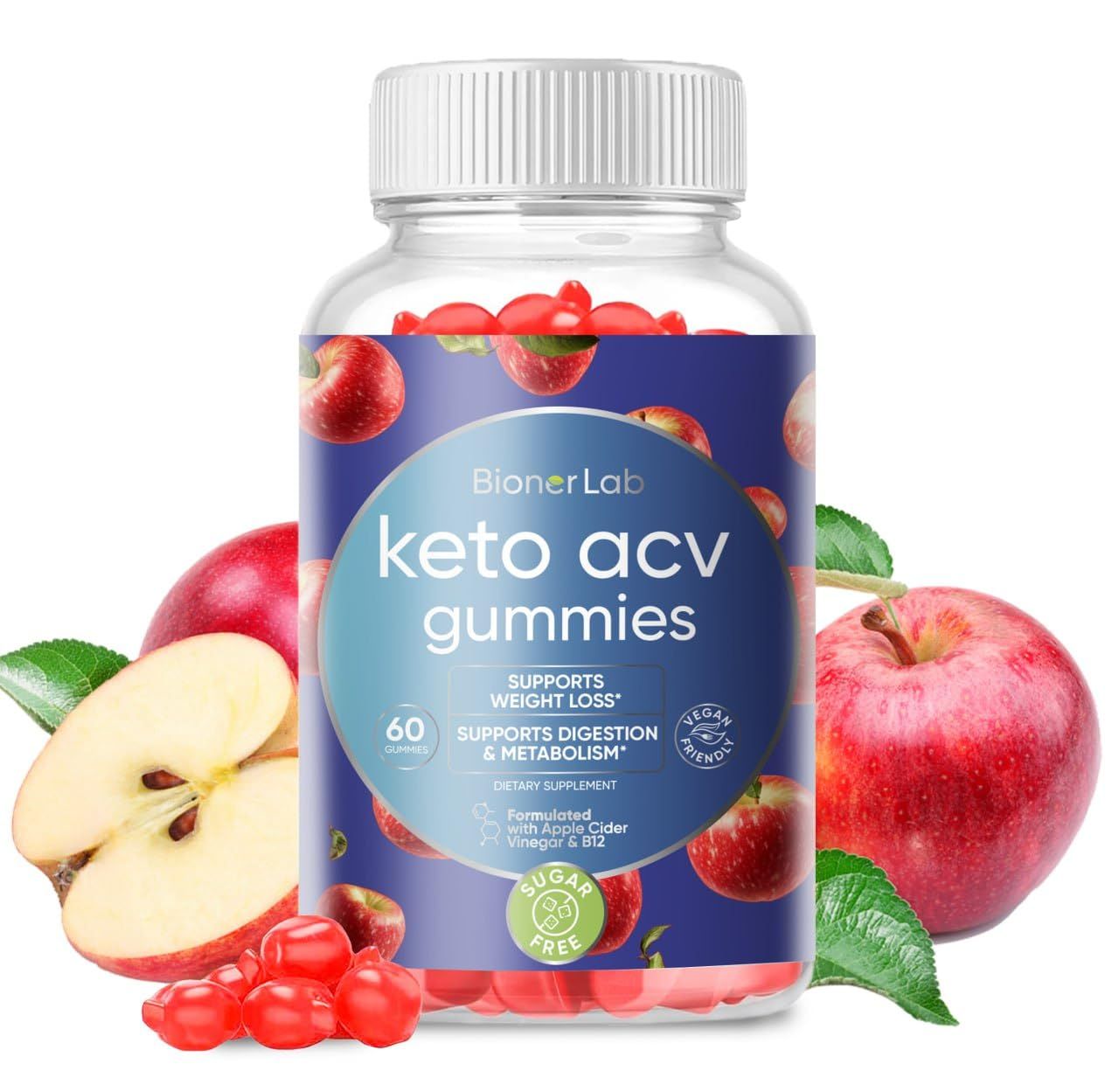 Keto ACV Advanced Weight Loss Gummies - Apple Cider Vinegar Gummy for Belly Fat Burn - Support Metabolism Digestion Boost - Sugar Free ACV-Keto with B12 B6 to Lose Weight Ketogenic Diet Management