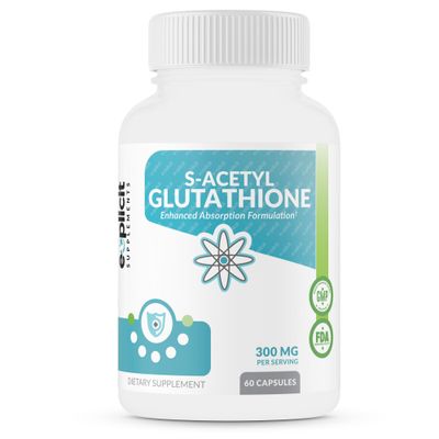eXplicit Supplements S-Acetyl Glutathione SAG 300mg Per Dose, Acid-Resistant Caps, Made in The USA - 60 Capsules