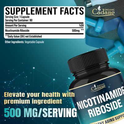 Organic Cadane Nicotinamide Riboside Supplement Cellular Health Support Vegan, Non-GMO - 90 Capsules - Support for 3 Months