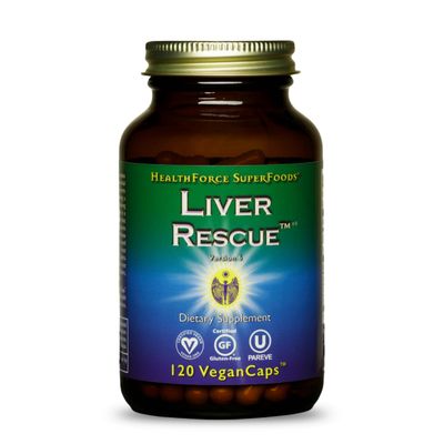 HealthForce SuperFoods Liver Rescue - Natural Liver Cleanse - with Milk Thistle Dandelion Root - Gluten-Free Vegan - 120 Capsules