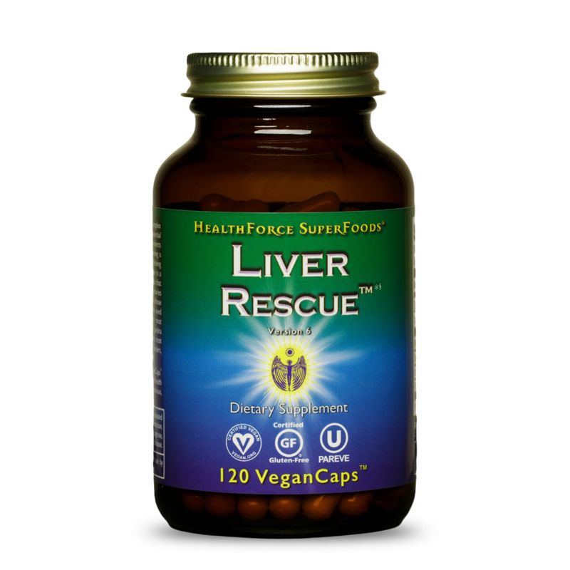 HealthForce SuperFoods Liver Rescue - Natural Liver Cleanse - with Milk Thistle Dandelion Root - Gluten-Free Vegan - 120 Capsules