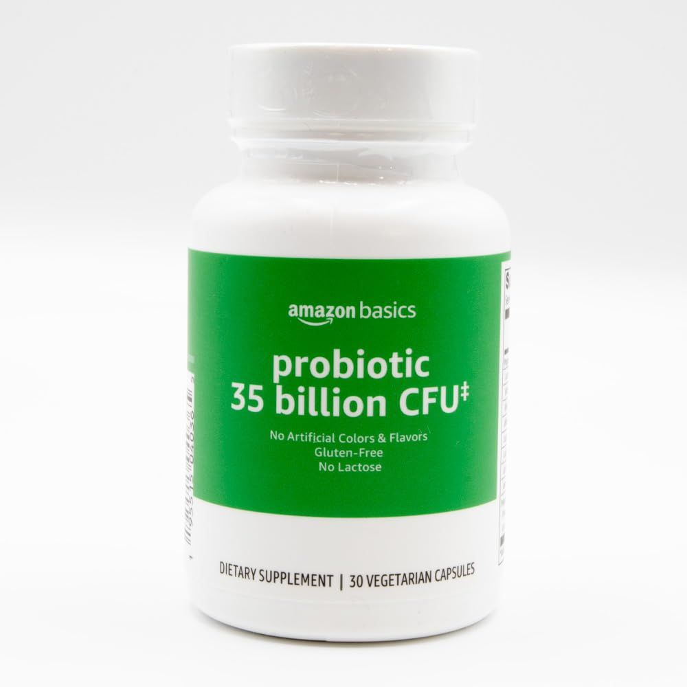 Amazon Basics Probiotic 35 Billion CFU, 8 Probiotic Strains with Prebiotic Blend, Supports Healthy Digestion, 30 Vegetarian Capsules, 1 Month Supply Previously Solimo